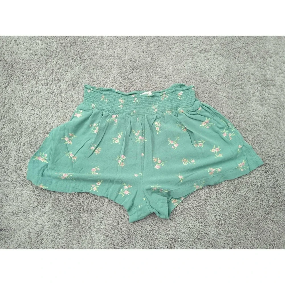 American Eagle Shorts Womens M Green Floral Smocked‎ Waistband Pull On Flowy